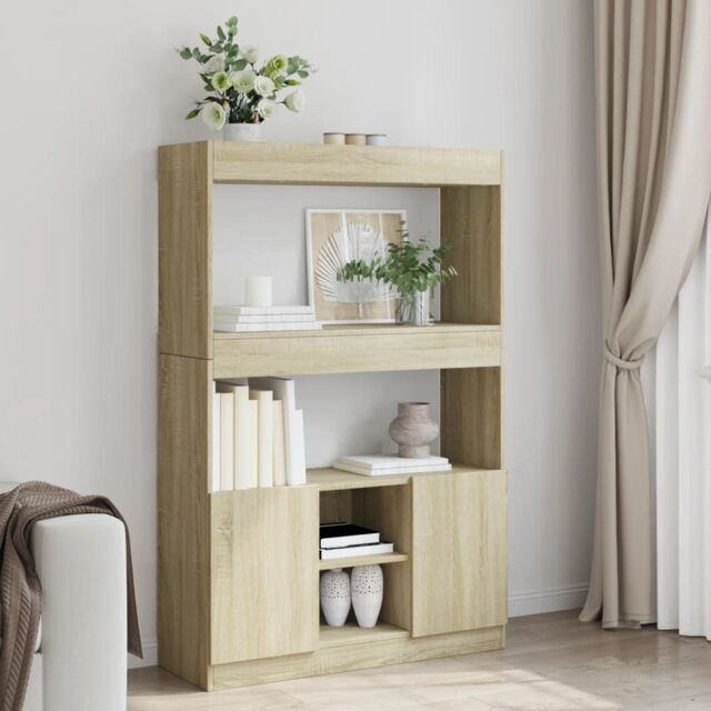 Berkfield Home Highboard¬†Sonoma Oak 92x33x140 cm Engineered Wood in Brown - Size: 92 x 33 x 140 cm - image 1