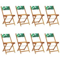 Berkfield Home Folding Garden Chairs 8 pcs Green Fabric & Solid Wood
