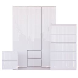Home Discount Vida Designs Glinton 3Pc Bedroom Set(2Dr Bedside, 5Dr Chest, Wardrobe) in White - thumbnail 5