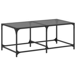 Berkfield Home Coffee Table with Black Glass Top 98.5x50x40 cm Steel