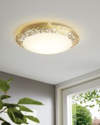 Loops 2 PACK Wall Flush Ceiling Light Colour White Shade White Gold Glass LED 16W - thumbnail 3