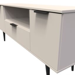 Ready Assembled 2 U Fuji 2 Door 1 Drawer Wide TV Unit (Ready Assembled) in Taupe - thumbnail 4