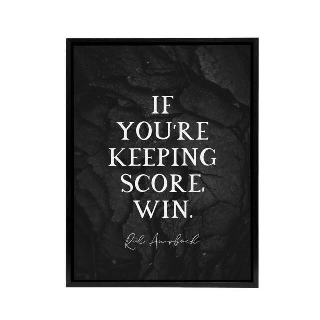 "Artery8 Red Auerbach Keeping Score Quote Framed Canvas Wall Art Print in Grey - Size: W12"" x H16""" - image 1