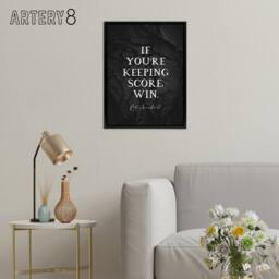 "Artery8 Red Auerbach Keeping Score Quote Framed Canvas Wall Art Print in Grey - Size: W12"" x H16""" - thumbnail 3