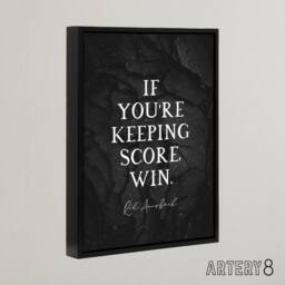 "Artery8 Red Auerbach Keeping Score Quote Framed Canvas Wall Art Print in Grey - Size: W12"" x H16""" - thumbnail 2