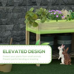 OUTSUNNY Raised Garden Bed w/ Legs & Storage Shelf Elevated Planter Box in Green - thumbnail 4