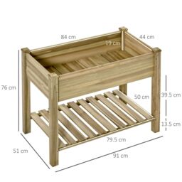 OUTSUNNY Raised Garden Bed w/ Legs & Storage Shelf Elevated Planter Box in Green - thumbnail 3