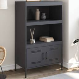 Berkfield Home Highboard Anthracite 68x39x113 cm Steel in Dark Grey - Size: 68 x 39 x 113 cm - thumbnail 2