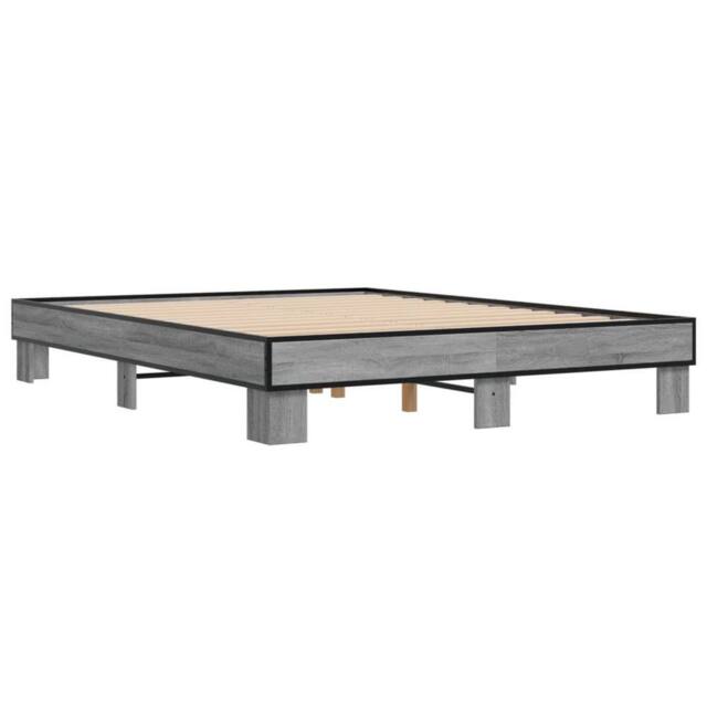 Berkfield Home Durable Bed Frame without Mattress Grey Sonoma 150x200 cm King Size - image 1