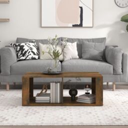 Berkfield Home Coffee Table Smoked Oak 100x50x36 cm Engineered Wood in Brown - Size: 100 x 50 x 36 cm - thumbnail 3