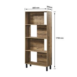 Home Source Bookcase 4 Tier Display Cabinet Unit Industrial Metal Home Living Room in Taupe - thumbnail 9