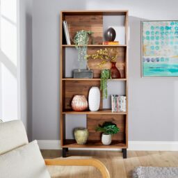 Home Source Bookcase 4 Tier Display Cabinet Unit Industrial Metal Home Living Room in Taupe - thumbnail 3