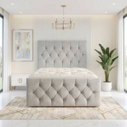 "Somnior Ziggy Linen Divan Bed Mattress 2 Draw 54"" Headboard & 22"" Footboard in Light Grey - Size: Small Single" - thumbnail 3