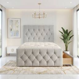 "Somnior Ziggy Linen Divan Bed Mattress 2 Draw 54"" Headboard & 22"" Footboard in Light Grey - Size: Small Single" - thumbnail 2