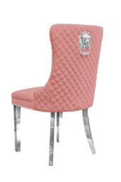Groundlevel Set Of 2 Plush Velvet Dining Chairs with Lion Head Knocker in Pink - thumbnail 3