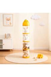 Living and Home Vertical Clear Plastic Toy Storage Tube Organiser with String Light in Yellow - thumbnail 3