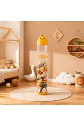 Living and Home Vertical Clear Plastic Toy Storage Tube Organiser with String Light in Yellow - thumbnail 5
