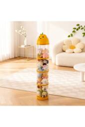 Living and Home Vertical Clear Plastic Toy Storage Tube Organiser with String Light in Yellow