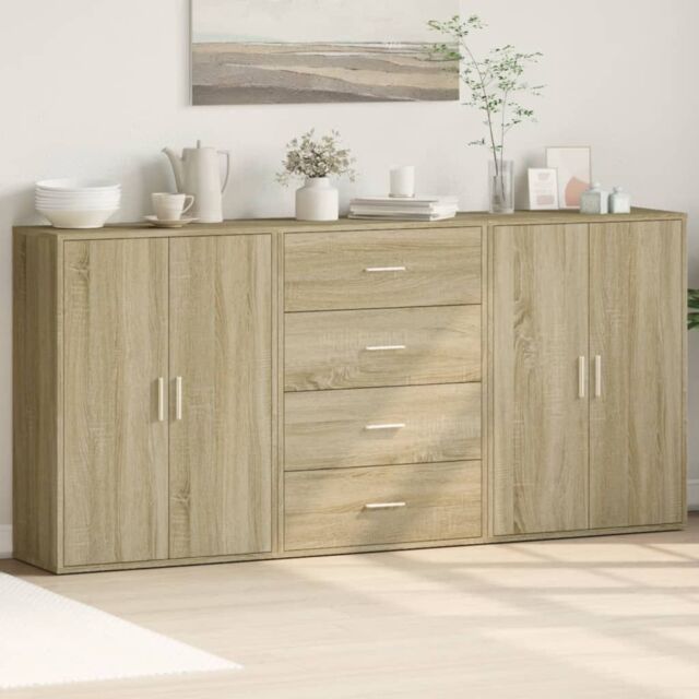 Berkfield Home Sideboards 3 pcs Sonoma Oak 60x31x84 cm Engineered Wood in Brown - Size: 60 x 31 x 84 cm - image 1