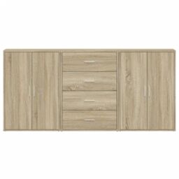 Berkfield Home Sideboards 3 pcs Sonoma Oak 60x31x84 cm Engineered Wood in Brown - Size: 60 x 31 x 84 cm - thumbnail 4