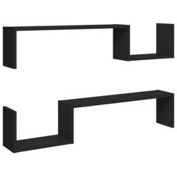 Berkfield Home Wall Shelf 2 pcs Black 100x15x20 cm Engineered Wood - Size: 100 x 15 x 20 cm - thumbnail 2