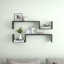 Berkfield Home Wall Shelf 2 pcs Black 100x15x20 cm Engineered Wood - Size: 100 x 15 x 20 cm - thumbnail 1