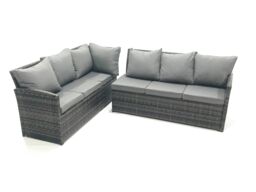 Fimous 9 Seater Outdoor Garden Furniture Set Wicker PE Rattan Corner Sofa Set with 2 Big Footstool in Dark Grey - thumbnail 4