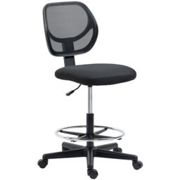 VINSETTO Draughtsman Chair Office Chair w/ Adjustable Footrest Ring, Black - thumbnail 2
