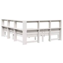 Berkfield Home Bookcase Bed Frame White 150x200 cm King Size Solid Wood Pine - thumbnail 9