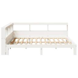 Berkfield Home Bookcase Bed Frame White 150x200 cm King Size Solid Wood Pine - thumbnail 8