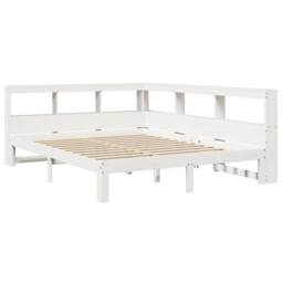 Berkfield Home Bookcase Bed Frame White 150x200 cm King Size Solid Wood Pine - thumbnail 4