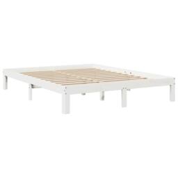 Berkfield Home Bookcase Bed Frame White 150x200 cm King Size Solid Wood Pine - thumbnail 7