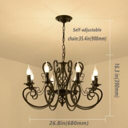 Garwarm 8 Lights Iron Black French Country Vintage Pendant Chandelier - thumbnail 3