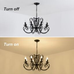 Garwarm 8 Lights Iron Black French Country Vintage Pendant Chandelier - thumbnail 5