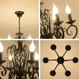Garwarm 8 Lights Iron Black French Country Vintage Pendant Chandelier - thumbnail 4