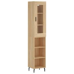 Berkfield Home Highboard Sonoma Oak 34.5x34x180 cm Engineered Wood in Light Tan - thumbnail 1