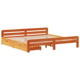 Berkfield Home Bed frame without Mattress Wax Brown 200x200 cm Solid Wood Pine - thumbnail 3
