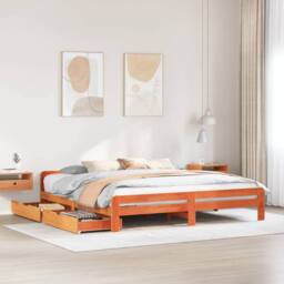 Berkfield Home Bed frame without Mattress Wax Brown 200x200 cm Solid Wood Pine - thumbnail 1