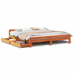 Berkfield Home Bed frame without Mattress Wax Brown 200x200 cm Solid Wood Pine - thumbnail 2
