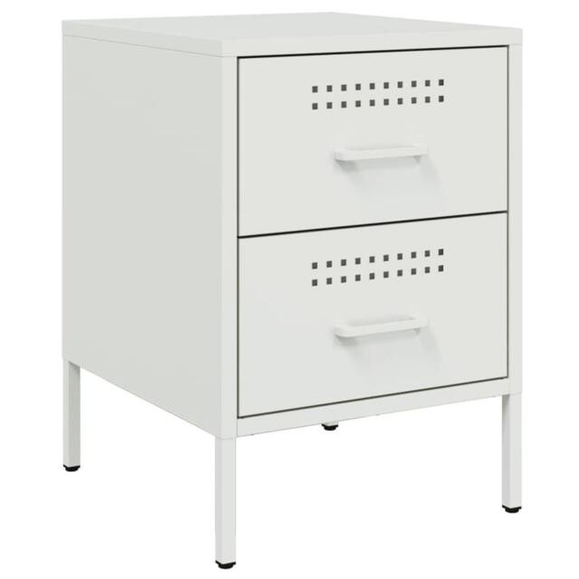 Berkfield Home Bedside Cabinet White 36x39x50.5 cm Steel - image 1