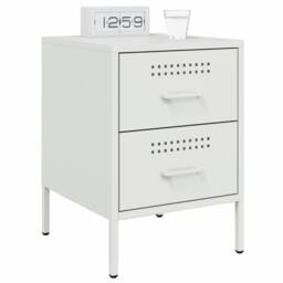 Berkfield Home Bedside Cabinet White 36x39x50.5 cm Steel - thumbnail 4