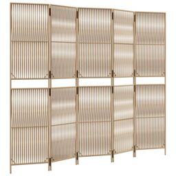 Berkfield Home Room Divider 5 Panels Beige Poly Rattan - thumbnail 2