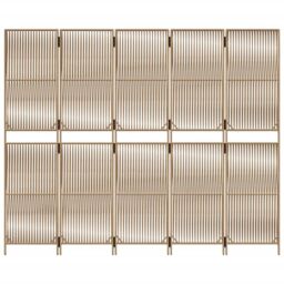 Berkfield Home Room Divider 5 Panels Beige Poly Rattan - thumbnail 5