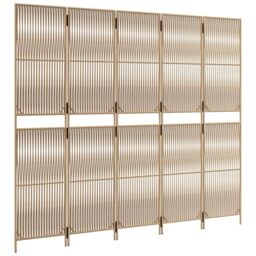 Berkfield Home Room Divider 5 Panels Beige Poly Rattan - thumbnail 4
