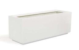 Primrose Fibreglass Trough Weatherproof Outdoor Garden Gloss Planter 90cm in Black - thumbnail 1