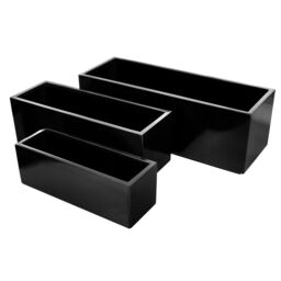Primrose Fibreglass Trough Weatherproof Outdoor Garden Gloss Planter 90cm in Black - thumbnail 3