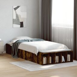Berkfield Home Bed Frame without Mattress Smoked Oak 75x190 cm Small Single in Brown - thumbnail 1
