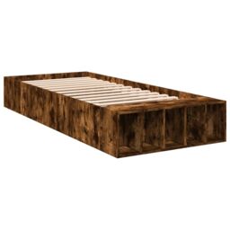 Berkfield Home Bed Frame without Mattress Smoked Oak 75x190 cm Small Single in Brown - thumbnail 3