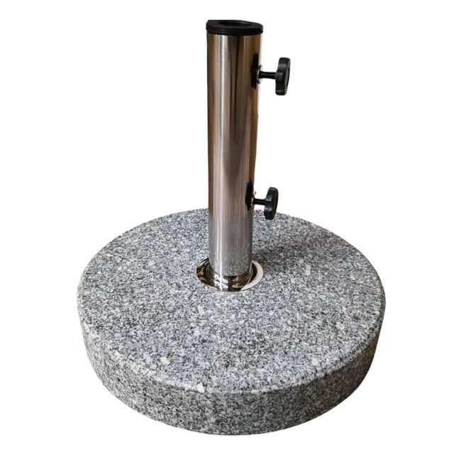 Samuel Alexander 25kg Round Granite Garden Parasol / Umbrella Base Weight Stainless Steel Pole in Grey - image 1