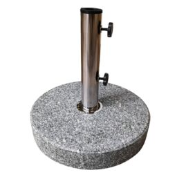Samuel Alexander 25kg Round Granite Garden Parasol / Umbrella Base Weight Stainless Steel Pole in Grey - thumbnail 1